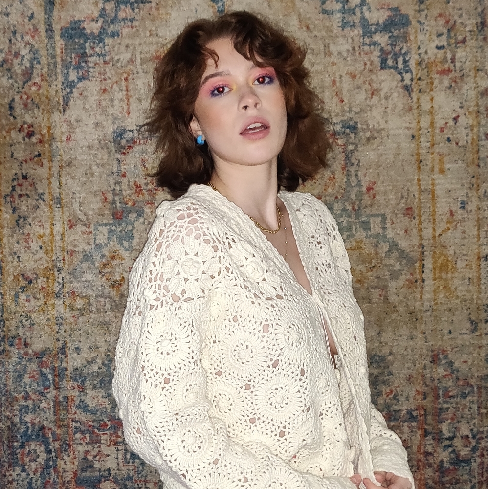 Vintage designer Vivienne Tam Crochet Cardigan